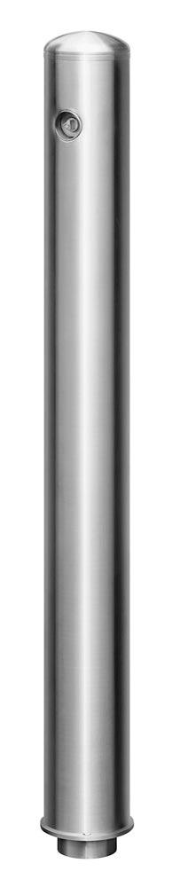 Edelstahlsperrpfosten, rund, Durchm. 102 mm, zum Einkleben oder Aufschrauben, Einbautiefe der Bodenhülse 35 mm, mit Rundkopf