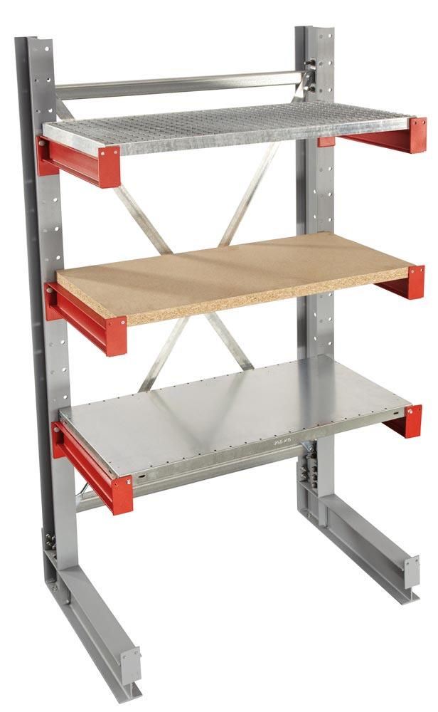 Fachboden für Kragarmregale bis Armlast 530 kg, verzinkt, Traglast 250 kg, Tiefe 600 mm, Fachbreite 1000 mm