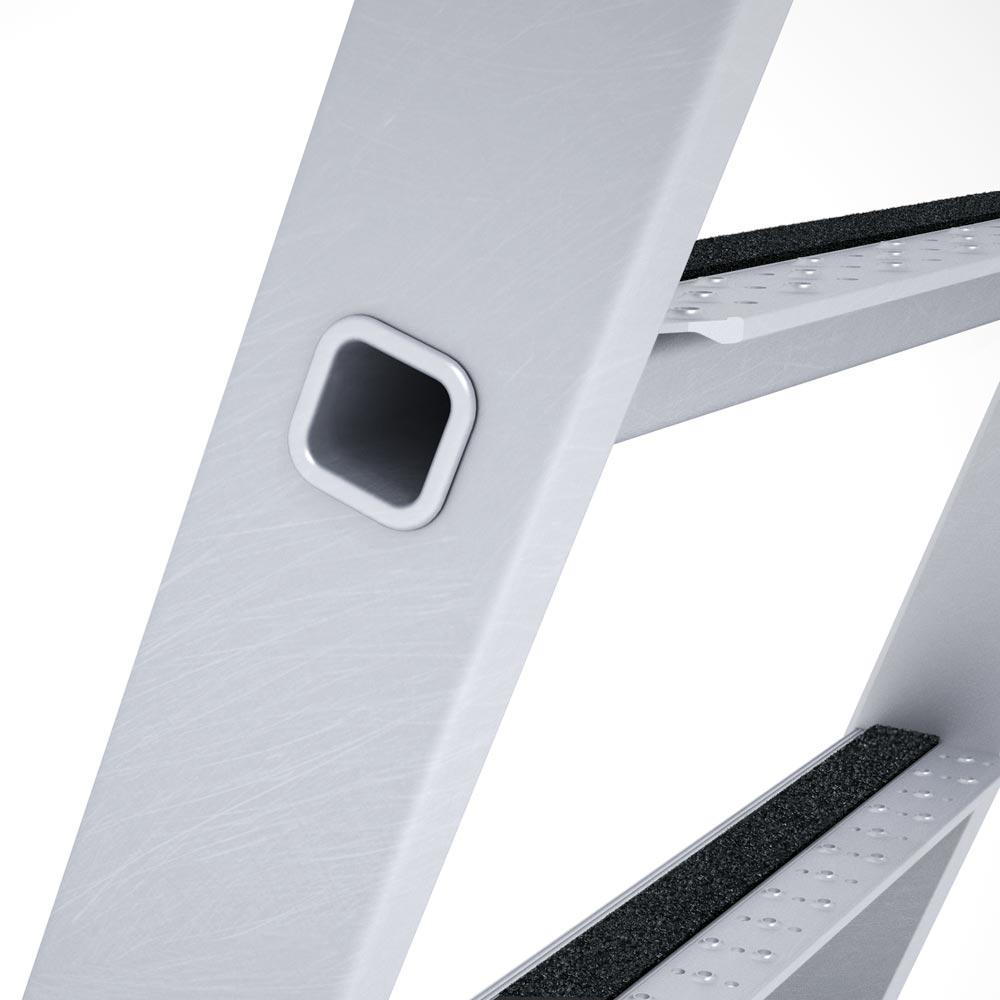 Stufen-Stehleiter mit Brücke, einseitig, Ablageschale, R13, Leiterlänge 2150 mm, 5 Stufen