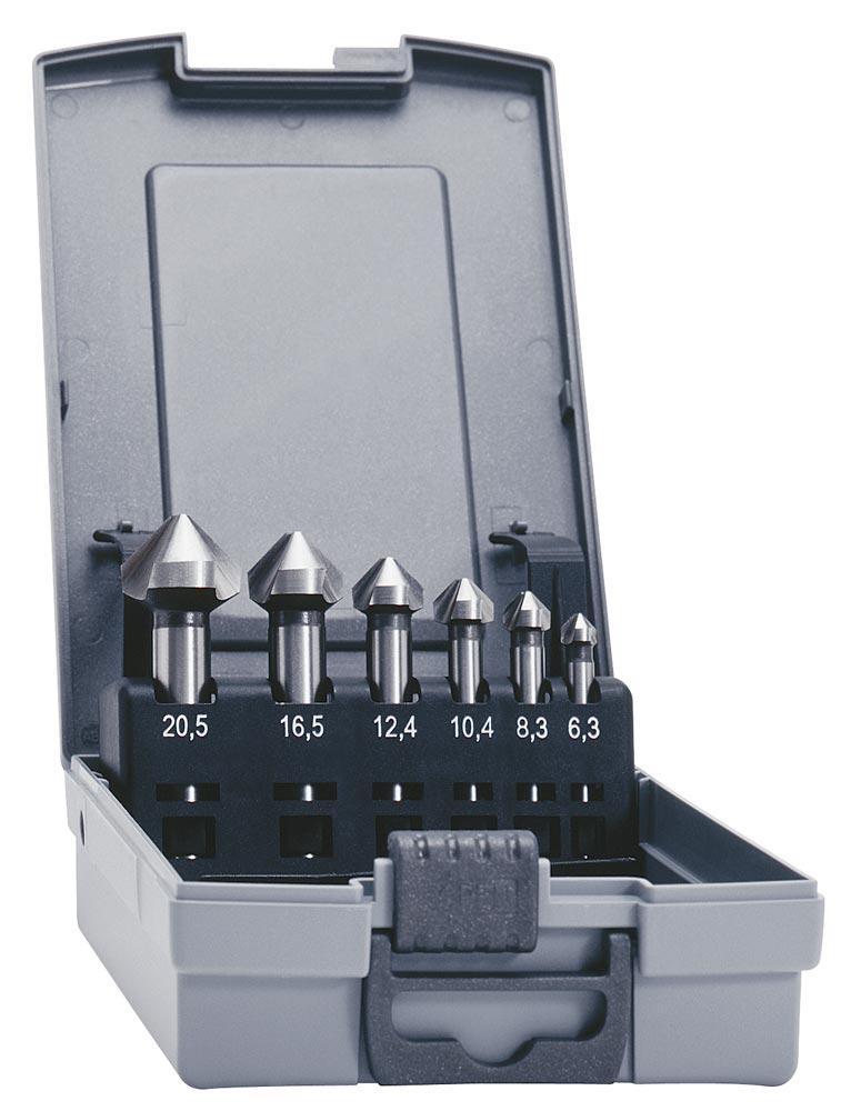 Kegel-/Entgratsenker-Satz 6tlg. HSS-E 90 Grad DIN335C 6,3-20,5 mm Kegel-/Entgratsenker-Satz 6tlg. HSS-E 90 Grad DIN335C 6,3-20,5 mm