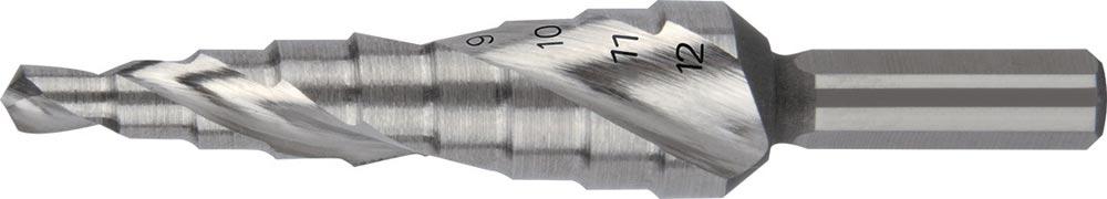 Stufenbohrer Bohrbereich 4 - 12 mm HSS-Co5 spiralgenutet Schneidenanzahl 2 Stufenanzahl 9