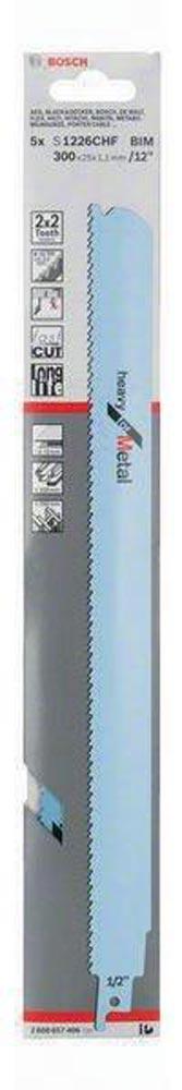 Säbelsägeblatt S 1226 CHF Länge 300 mm Breite 25 mm Zahnteilung TPI 8+10 2,5+3,2 mm 2 x 2 Geometrie 5er Pack