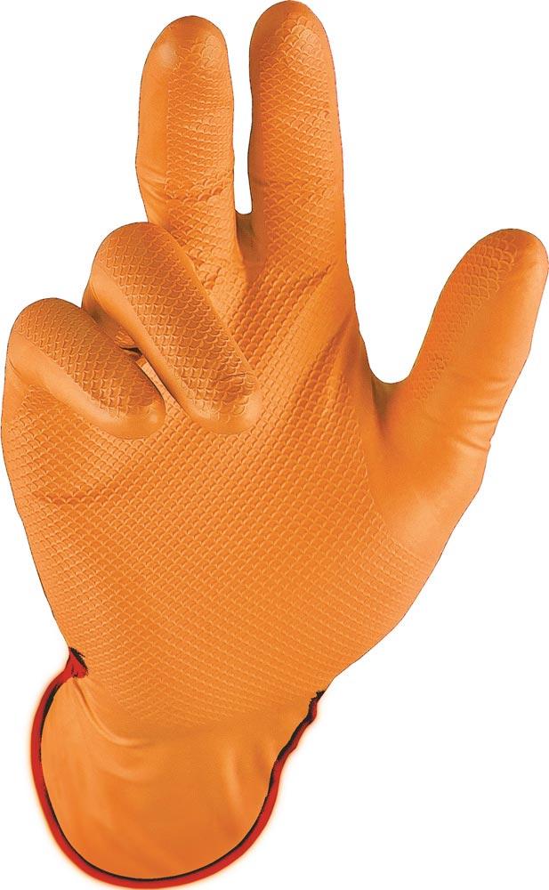 Einweghandschuh Grip Orange Größe 8 orange Nitril EN 388, EN 374 PSA-Kategorie III 50 Stück / Box