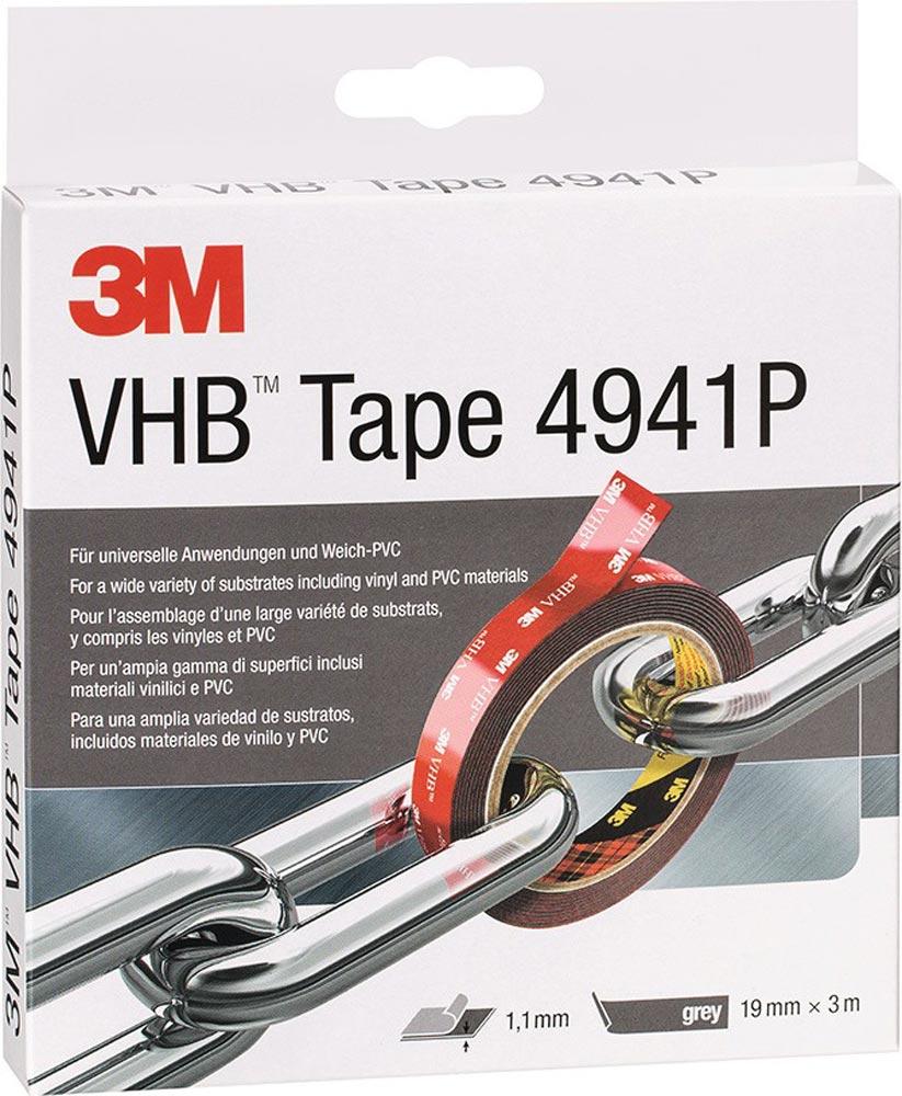 Montageband VHB Tape 4941P grau Länge 3 m Breite 19 mm Rolle