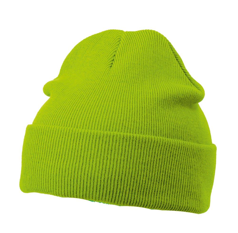 Stickmütze klassisch, Knitted Cap, lime-Green