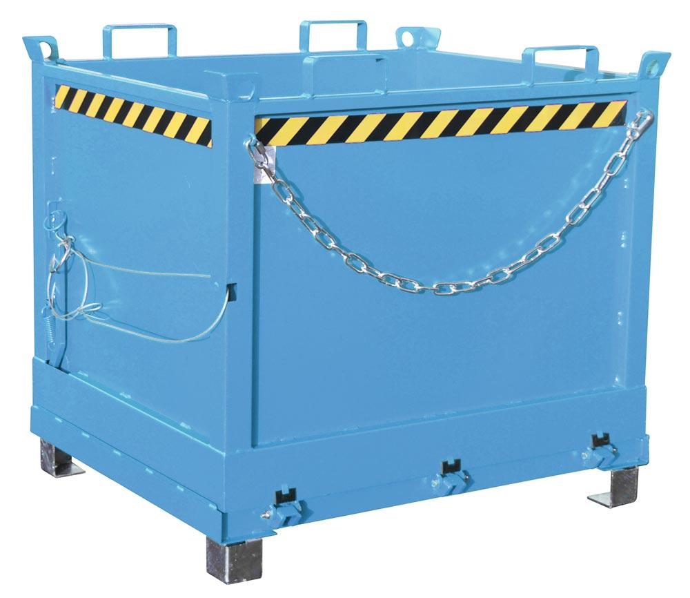 Klappbodenbehälter, Gummifederung, LxBxH 1040x1245x1145 mm, Vol. 1,0 cbm, Traglast 1250 kg, lackiert RAL 5012 lichtblau