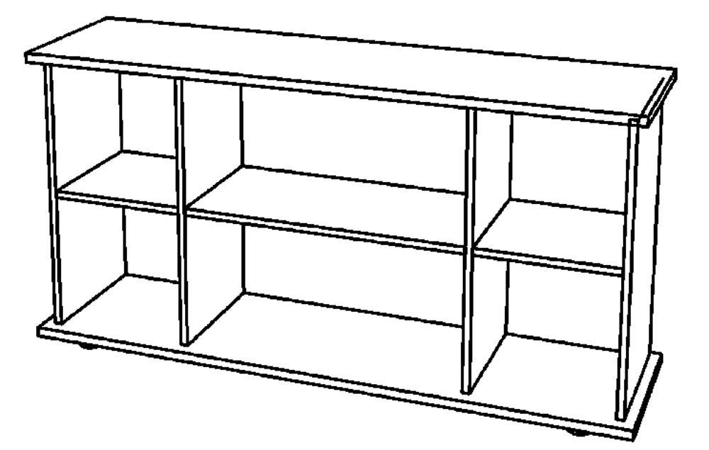 Sideboard, BxTxH 1661x448x840 mm, 2 Zwischenwände, 3x1 Boden, buche