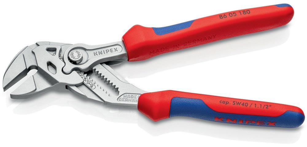 Zangenschlüssel Länge 180 mm Spannweite 40 mm verchromt Mehrkomponenten-Hüllen