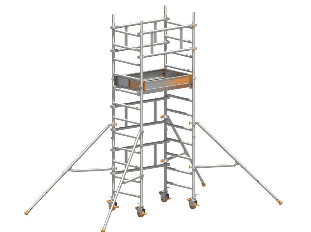 Fahrgerüst, Aluminium, mit Ausleger, Arbeitshöhe 4,15 m, Gerüsthöhe 3,38 m