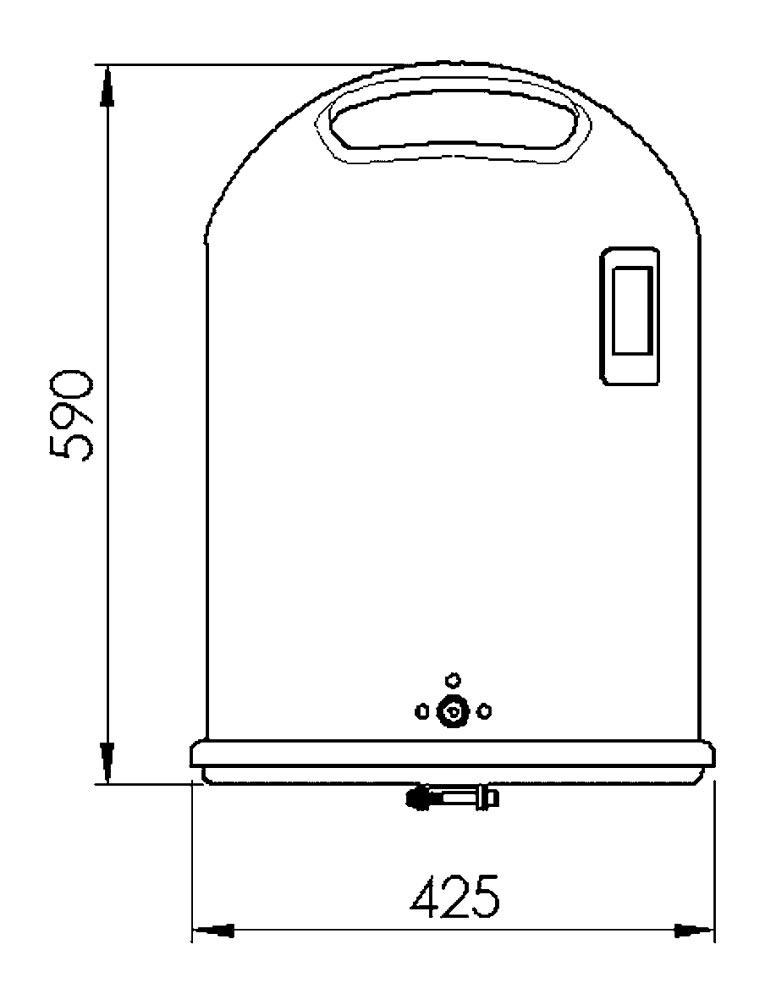 Abfallbehälter oval mit Ascher, Vol. 45 l, aus Stahlblech, BxTxH 425x330x590 mm, ohne Federklappe, RAL 5013