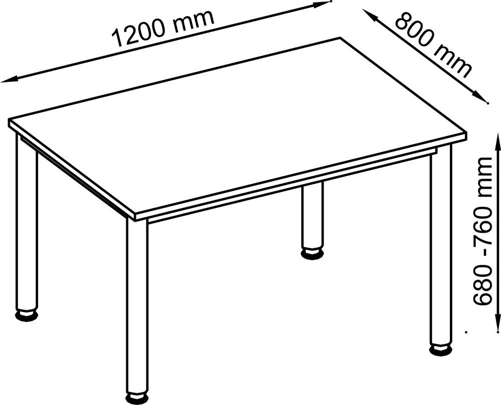 Schreibtisch, BxTxH 1200x800x685-810 mm, höhenverstellbar, 4-Fuß-Gestell, Platten-/Gestellfarbe lichtgrau/silber Schreibtisch, BxTxH 1200x800x685-810 mm, höhenverstellbar, 4-Fuß-Gestell, Platten-/Gestellfarbe lichtgrau/silber