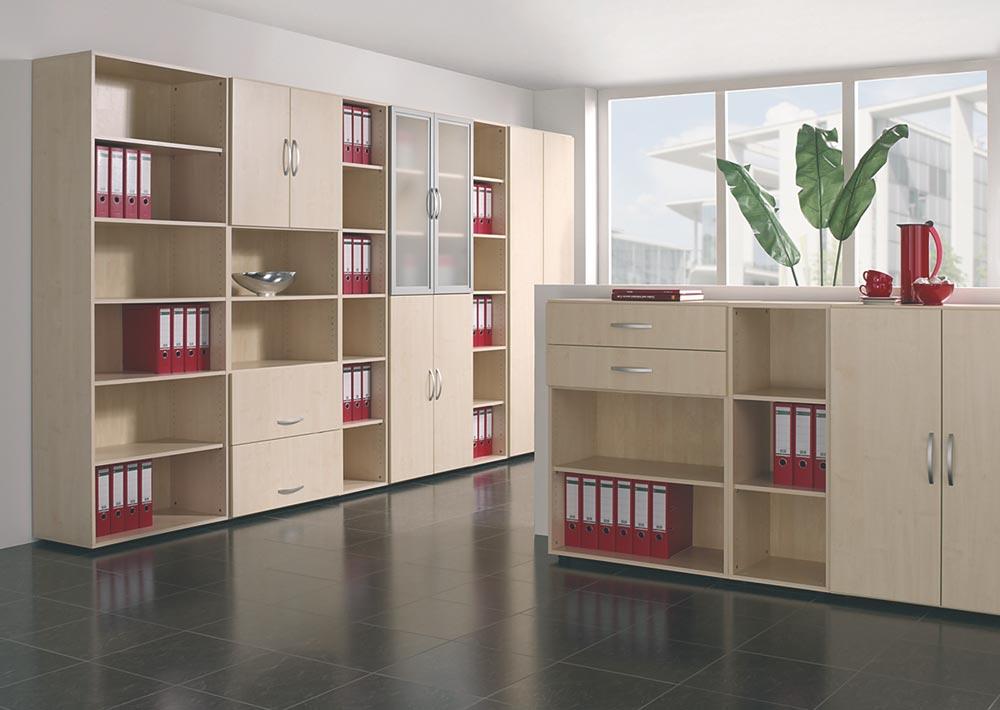 Büro-Flügeltürenschrank, BxTxH 800x420x2160 mm, 6 OH, 2 Böden, Garderobenhalter, Schloss, lichtgrau