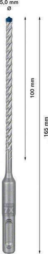 Hammerbohrer Expert SDS-7X Ø 5,0 mm Arbeits-L.100 mm L.165 mm SDS-plus 1 Stück Hammerbohrer Expert SDS-7X Ø 5,0 mm Arbeits-L.100 mm L.165 mm SDS-plus 1 Stück