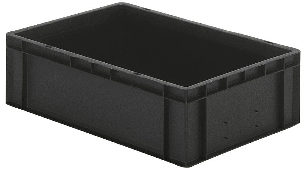 Euronormbehälter, leitfähig, Polypropylen, schwarz, LxBxH außen/innen 600/551x400/352x175/165 mm, VE 2 Stück