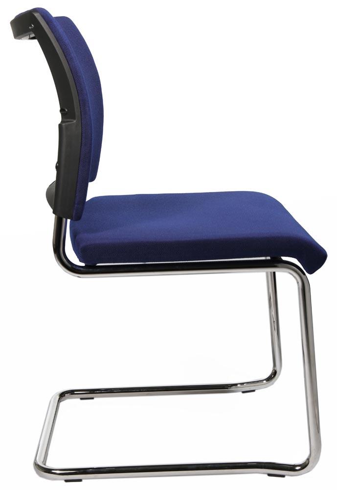 Freischwinger, Sitz-BxTxH 480x450x450 mm, Gesamthöhe 850 mm, Gestell verchromt, Sitz- + Rückenpolster royalblau, VE 2 Stück