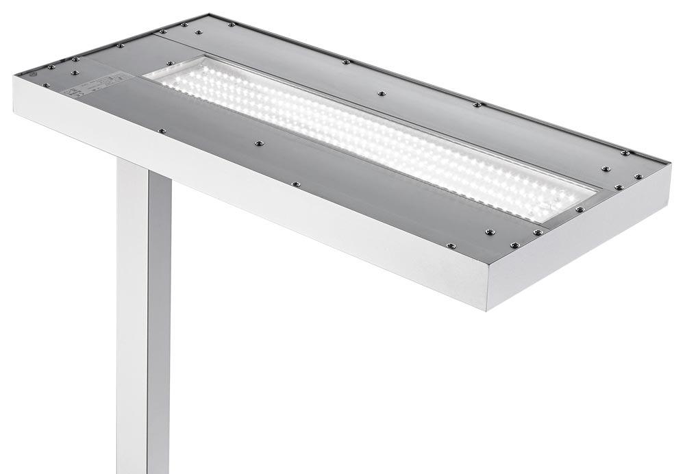 LED-Stehleuchte, Höhe 1950 mm, Leuchtenkopf 280x610 mm, Abstrahlung nach oben + unten, 60 W, silber