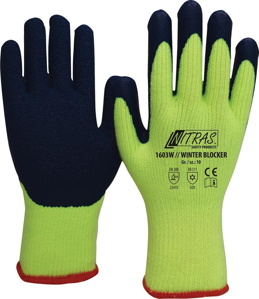 Kälteschutzhandschuhe Winter Blocker Größe 9 neongelb/blau EN 388, EN 511 PSA-Kategorie II