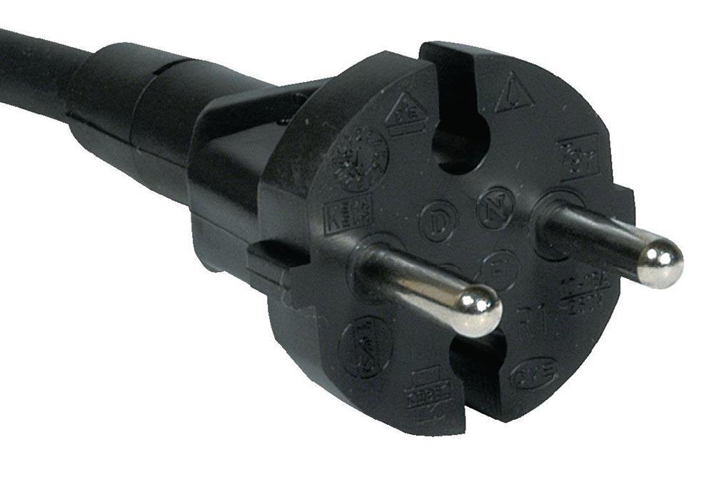 Anschlussleitung H05RN-F 2 x 1 mm 5 m mit Konturenstecker schwarz für Innenbereich
