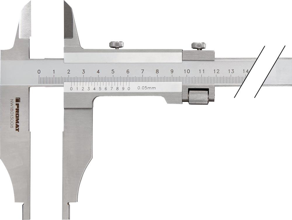 Werkstattmessschieber DIN 862 300 mm mit Messerspitzen Schnabellänge 90 mm