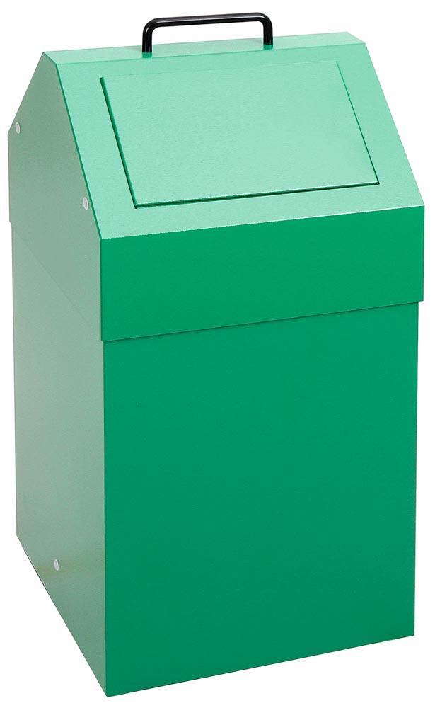Abfallsammelbehälter, stationär, Volumen 45 Liter, BxTxH 330x310x650 mm, RAL 6024 verkehrsgrün