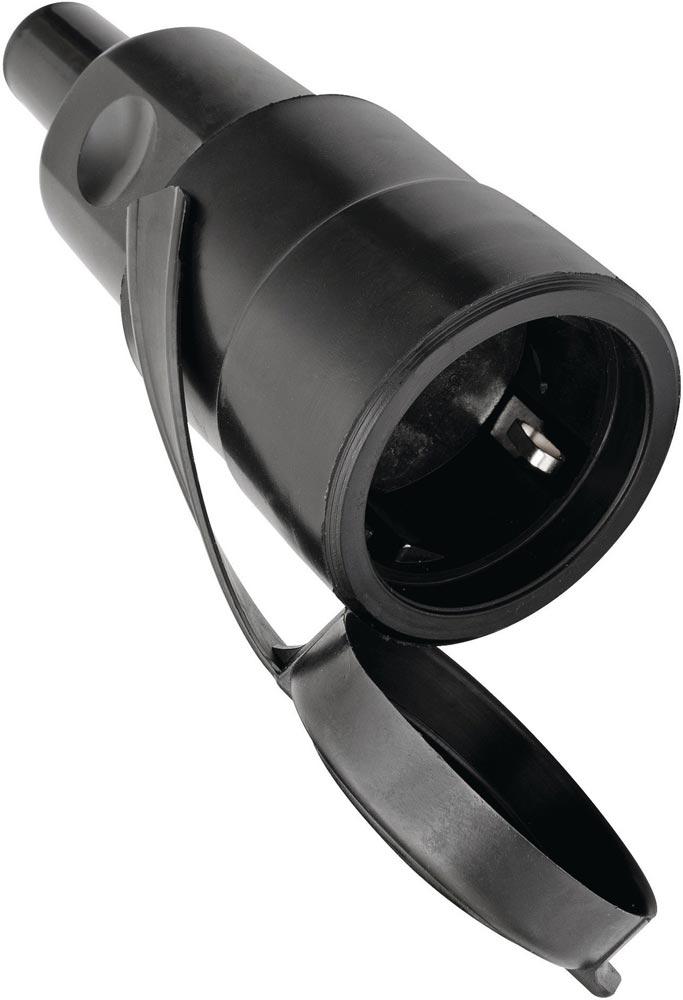 Bau-/Industriekupplung 10-/16 A 250 V schwarz IP44 Vollgummi