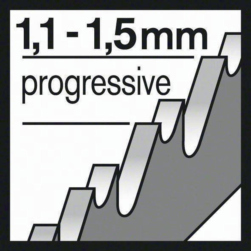 Stichsägeblatt T 118 A Gesamtlänge 92 mm Zahnteilung 1,1-1,5 mm HSS 5 Stück / Karte