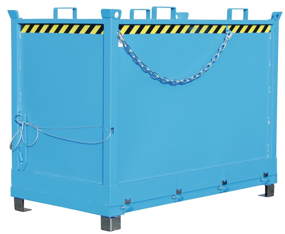 Klappbodenbehälter, Gummifederung, LxBxH 1040x1845x1445 mm, Vol. 2,0 cbm, Traglast 1500 kg, lackiert RAL 5012 lichtblau
