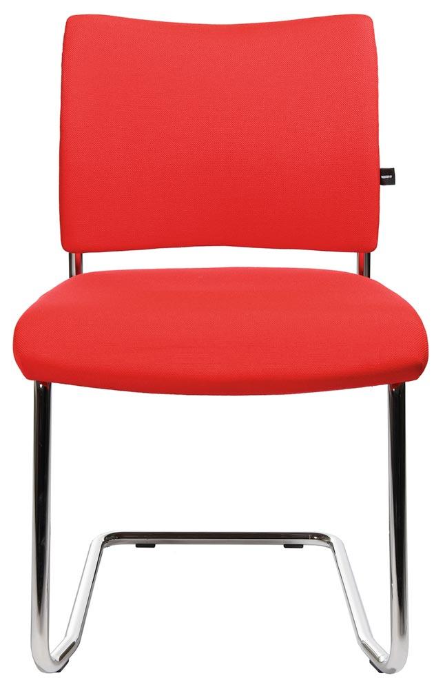 Freischwinger, Sitz-BxTxH 480x450x450 mm, Gesamthöhe 850 mm, Gestell verchromt, Sitz- + Rückenpolster rot, VE 2 Stück