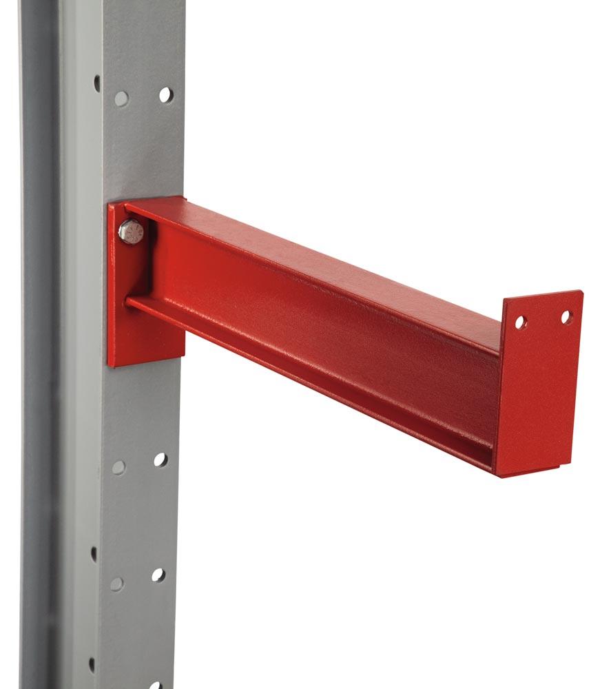 Kragarm, feste Abrollsicherung, IPE 80, Kragarmlänge 405 mm, Traglast 1115 kg, RAL 3000 feuerrot