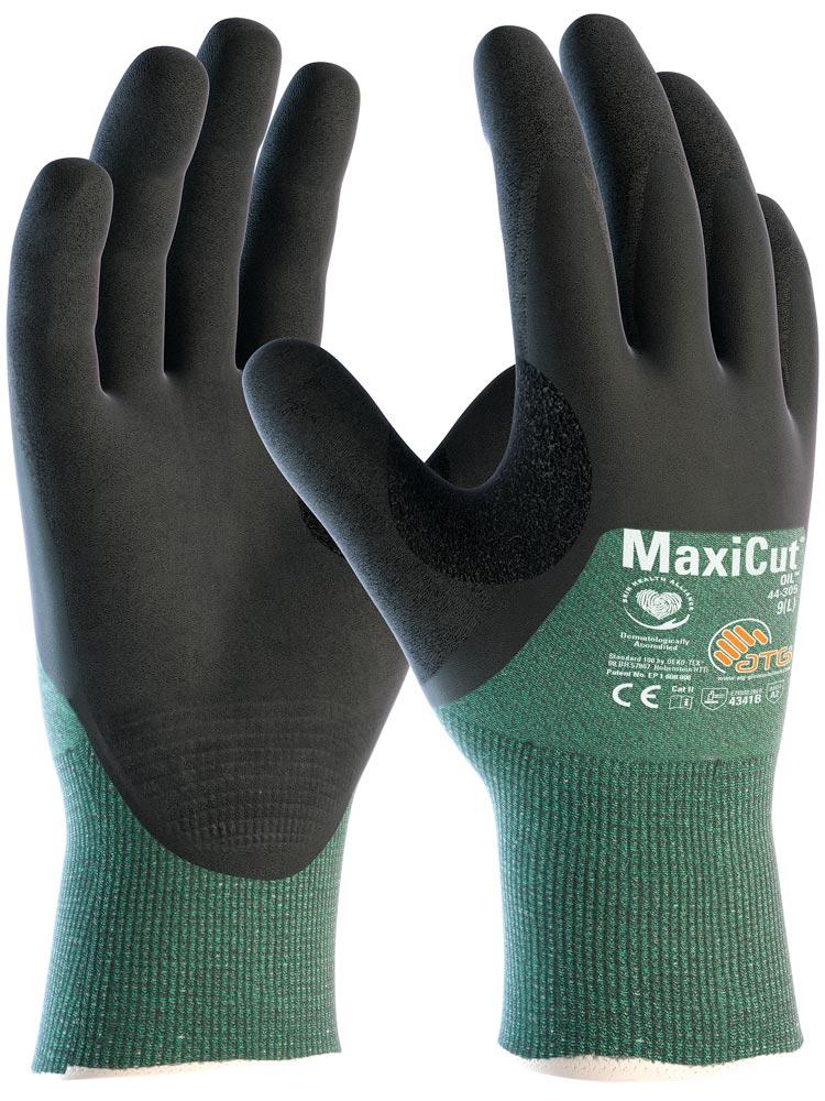 Schnittschutzhandschuhe MaxiCutOil 44-305 Größe 9 grün/schwarz EN 388 PSA-Kategorie II