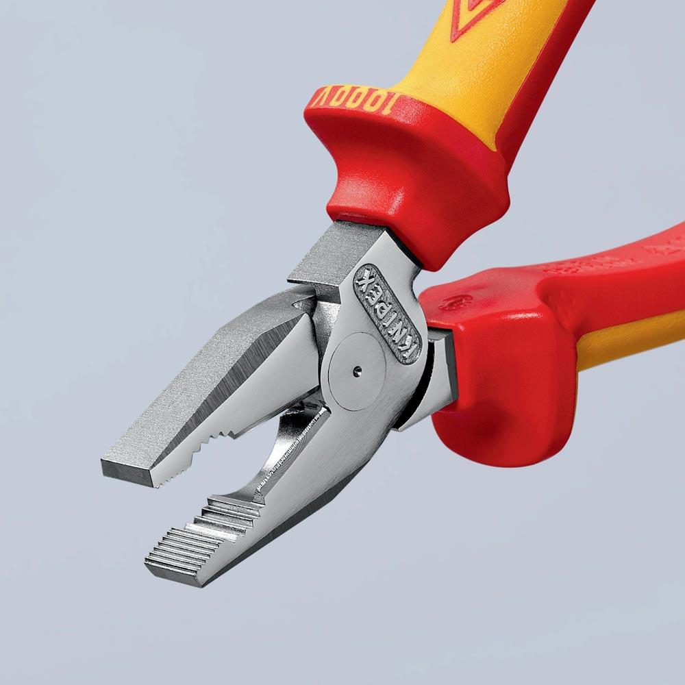 Kraftkombizange Länge 180 mm verchromt Mehrkomponenten-Hüllen VDE Kraftkombizange Länge 180 mm verchromt Mehrkomponenten-Hüllen VDE