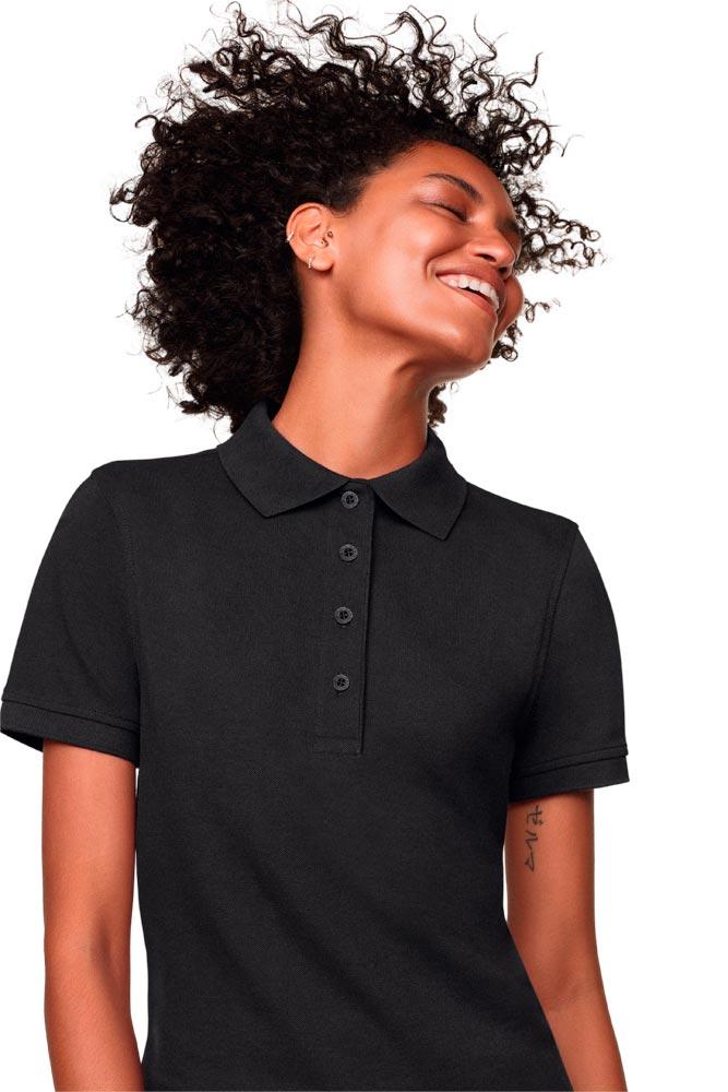 Damen Polo-Shirt MikraLinar, Farbe schwarz, Gr. 3XL