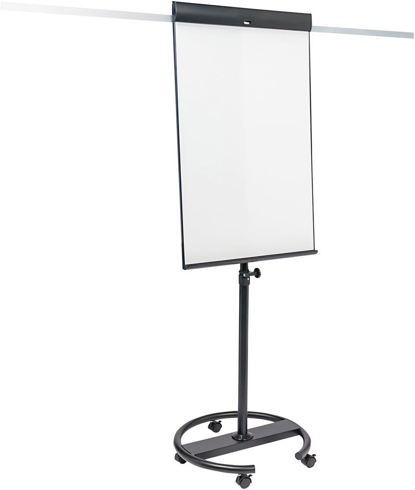 Flipchart mit Rundfuß, mobil, Schreibtafeloberfläche pulverb. Stahl, BxH 680x1050 mm, anthrazit