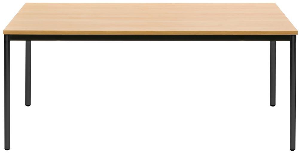 Besprechungstisch, BxTxH 1200x800x740 mm, Rundrohrgestell, schwarz, Tischplatte 25 mm, ahorn
