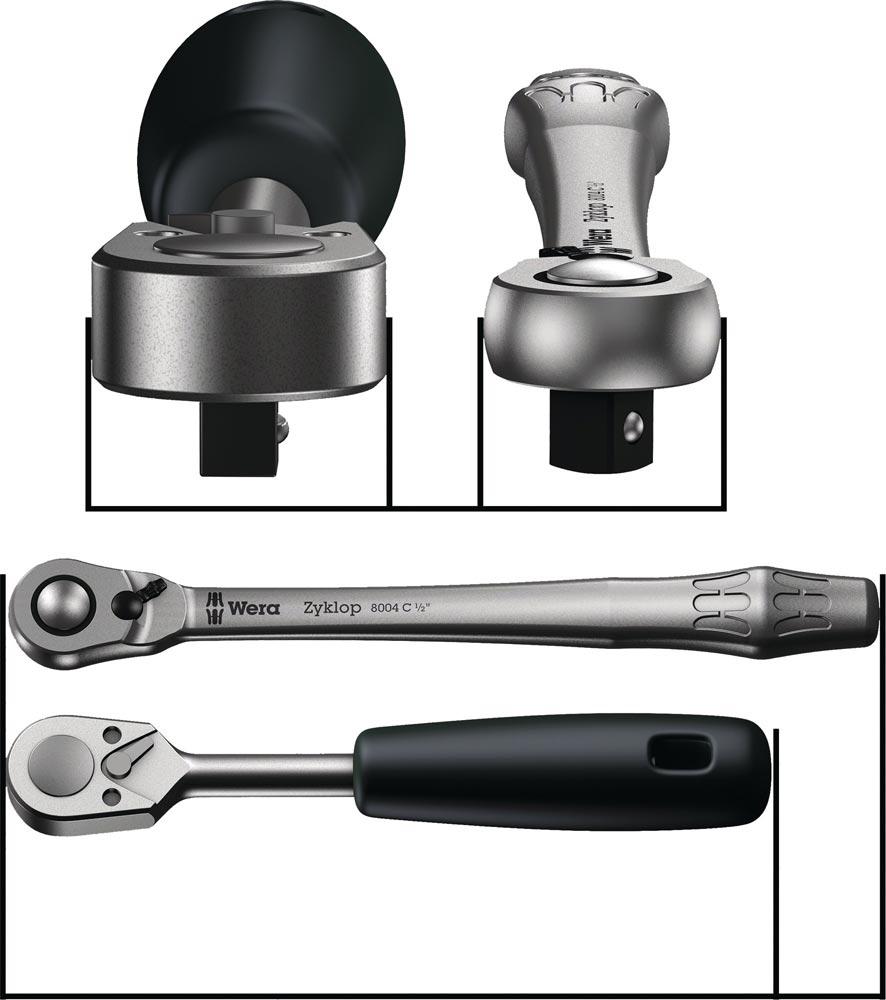 Durchsteckknarre Zyklop Metal push 1/4  38 Zähne Länge 141 mm mit unverlierbarem Durchsteckvierkant