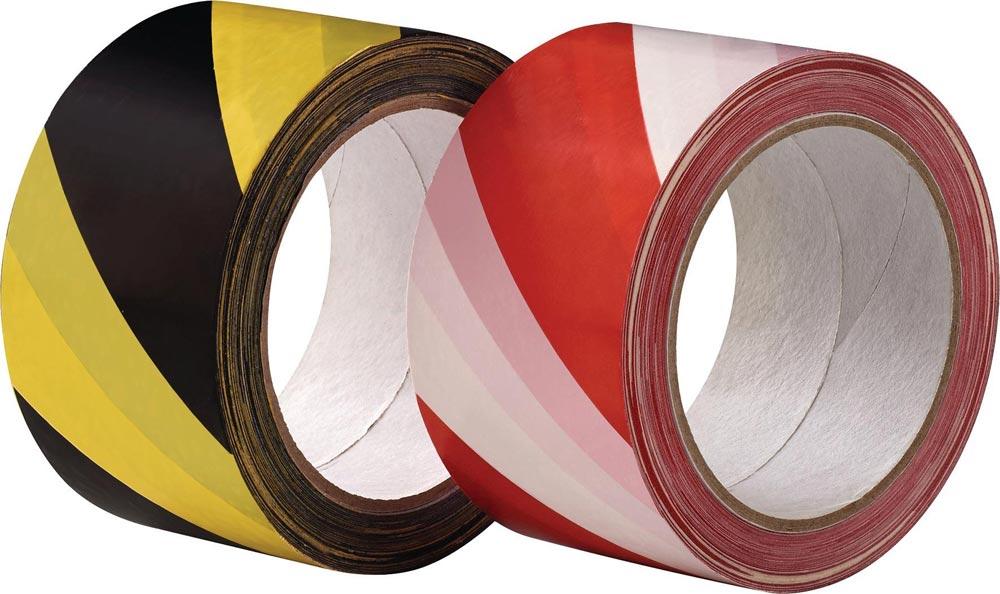 Warnmarkierungsband PVC schwarz/gelb Länge 66 m Breite 60 mm Rolle