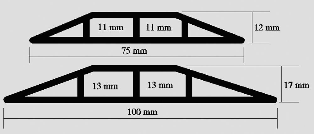 Kabelbrücke aus Kunststoff, 1,5 m lang, BxH 100x17 mm, im Set mit Klebeband, Farbe schwarz