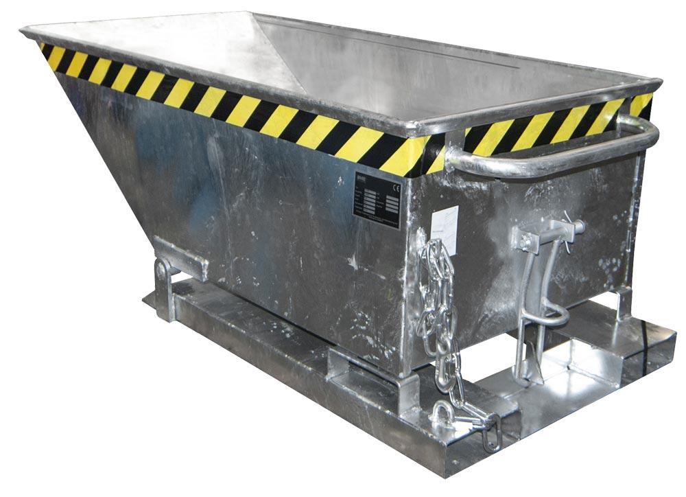 Kippmulde, Volumen 0,25 cbm, LxBxH 1375x670x530 mm, niedrige Mulde, feuerverzinkt
