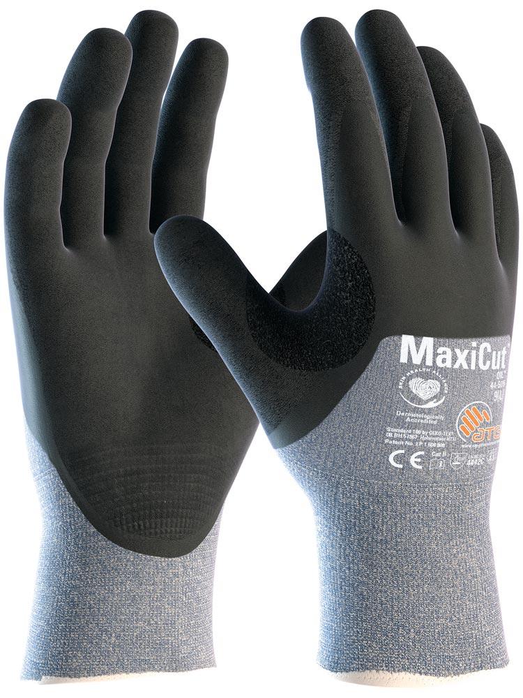 Schnittschutz-Handschuhe MaxiCut Oil 44-505, Farbe schwarz/blau, Gr. 8