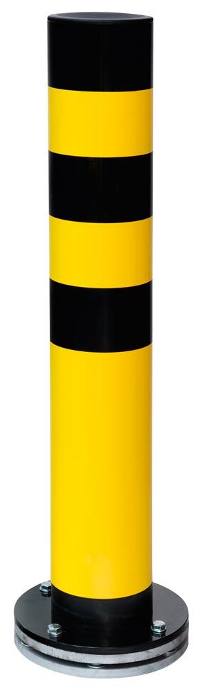 Flexibler Rammschutz-Poller, drehbar, zum Aufdübeln, gelb beschichtet,  Höhe 1000 mm, Durchm. 159 mm