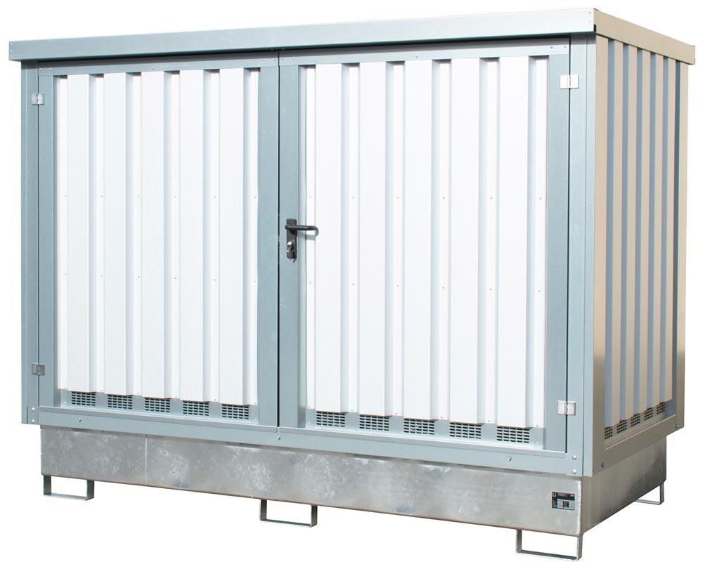 Gefahrstoff-Depot für 2x1000 l IBC, BxTxH 2835x1595x2180  mm, Auffangvol. 1000 l, verzinkt