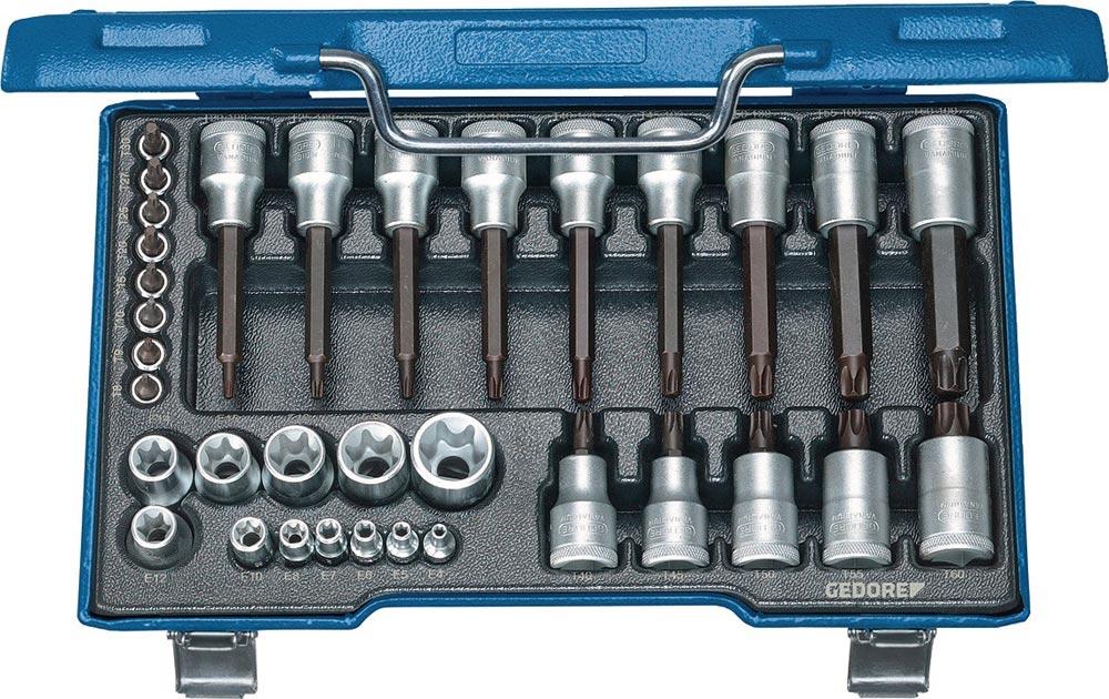 Steckschlüsselsatz 19 TX 20 34-teilig 1/4 + 1/2  T8 - T60/E4 - E24 Steckschlüsselsatz 19 TX 20 34-teilig 1/4 + 1/2  T8 - T60/E4 - E24