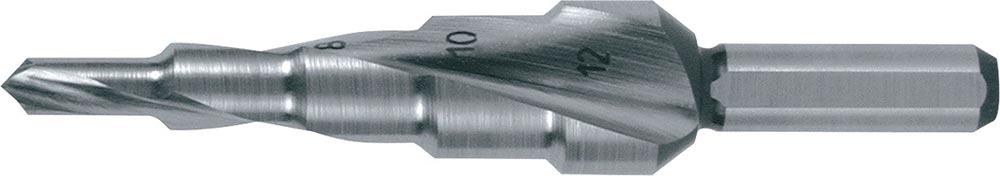 Stufenbohrer Bohrbereich 4-12 mm HSS spiralgenutet Schneidenanzahl 2 Stufenanzahl 5