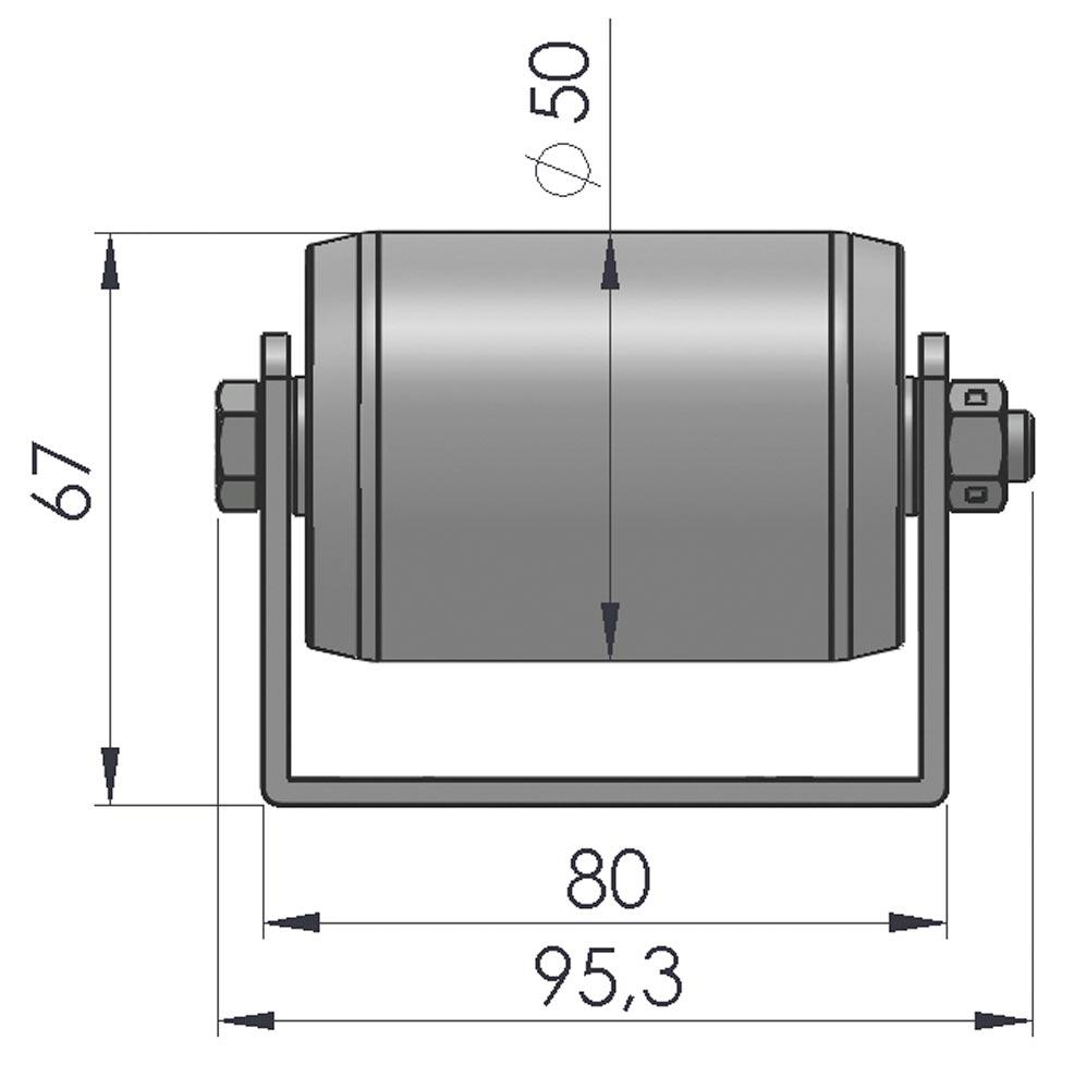 Palettenrollschiene, verzinkt, Profil zweireihig, Rolle Durchm. 50 mm, Traglast 160 kg, Bauhöhe 67 mm, Achsabstand 156 mm