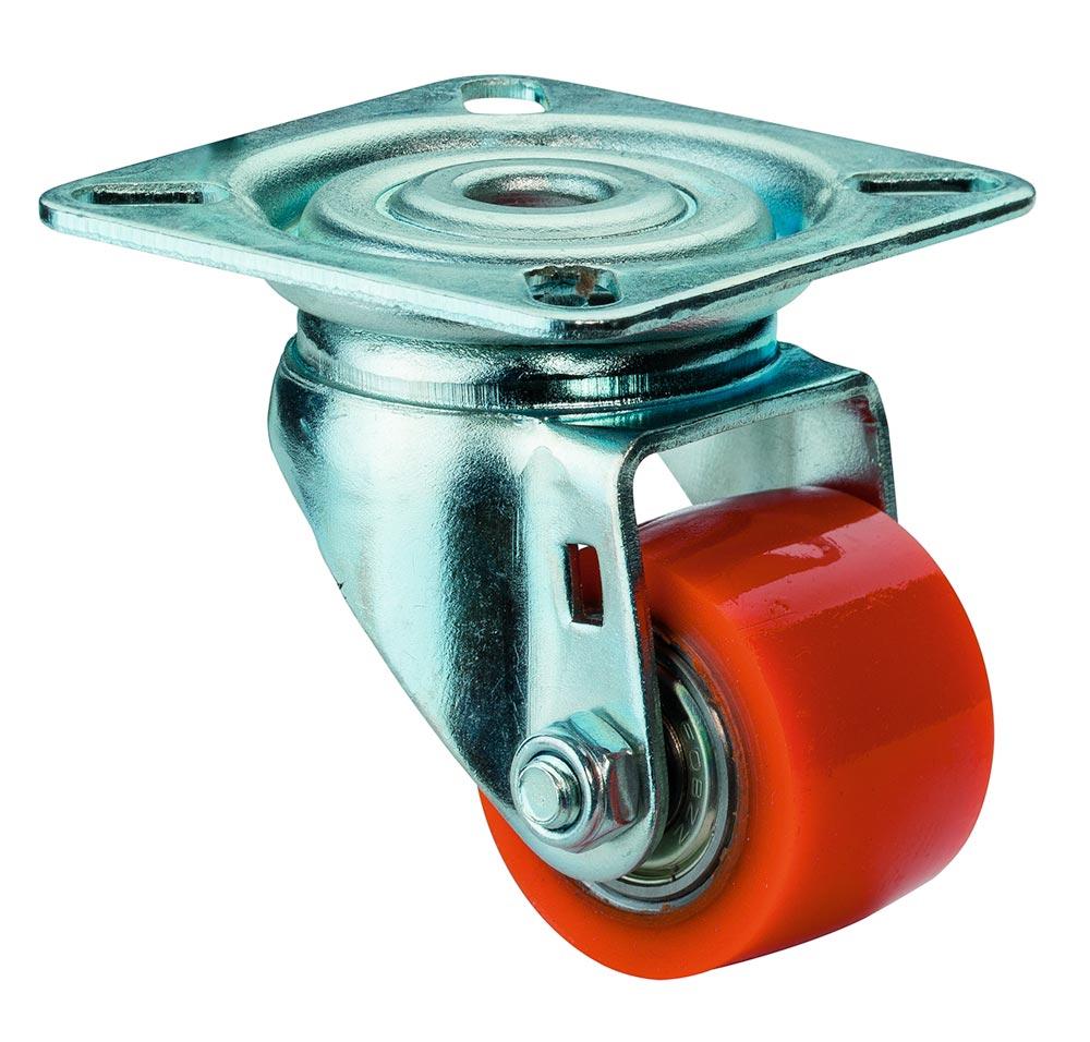 Lenkrolle D.50mm Trgf.120kg m.Platte PU BS ROLLEN