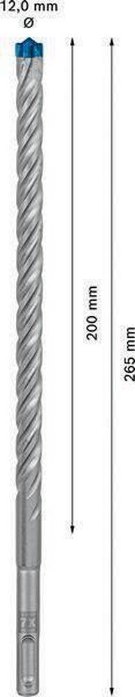 Hammerbohrer Expert SDS-7X Ø 12,0 mm Arbeits-L.200 mm L.265 mm SDS-plus 1 Stück Hammerbohrer Expert SDS-7X Ø 12,0 mm Arbeits-L.200 mm L.265 mm SDS-plus 1 Stück