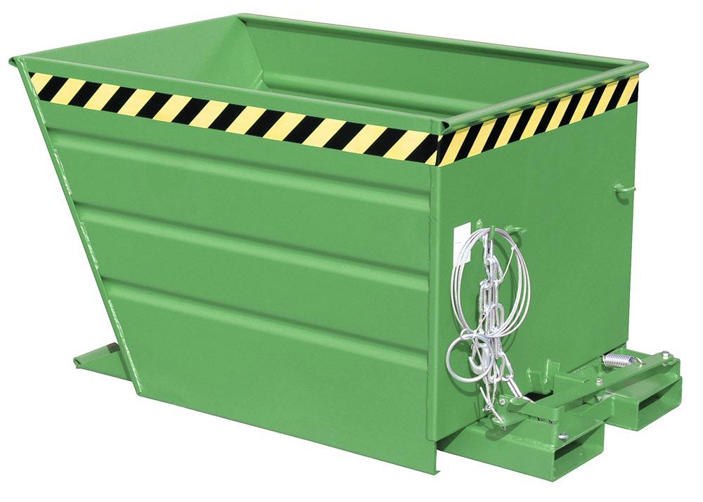 Kippbehälter, Volumen 0,55 cbm, LxBxH 1370x800x730mm, Traglast 750 kg, RAL 6011 resedagrün