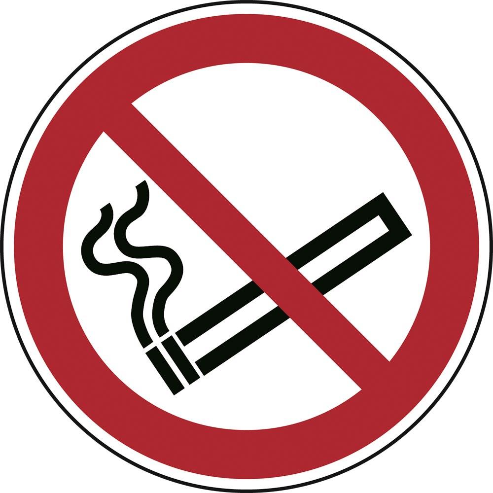 Verbotsschild, Rauchen verboten, Folie, Durchm. 50 mm, DIN EN ISO 7010, VE Bogen mit 6 Stück