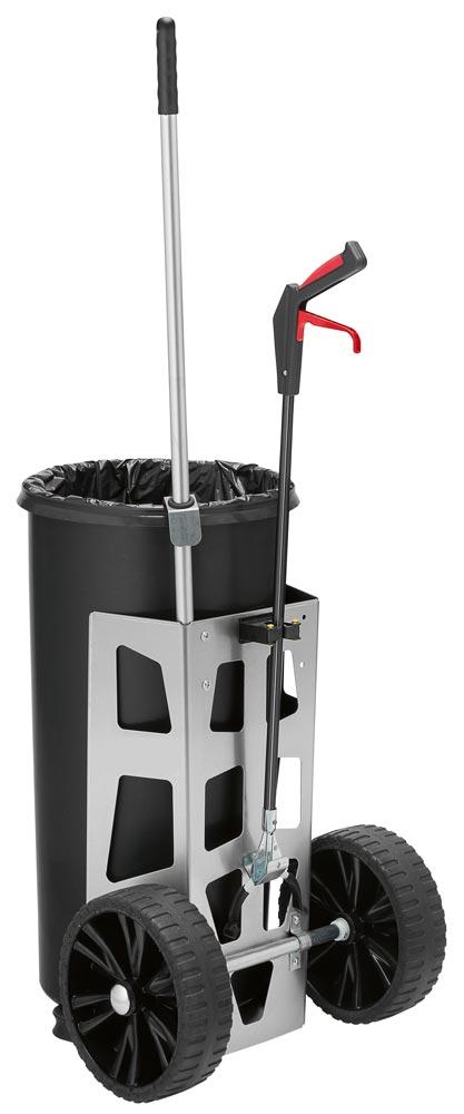 Reinigungswagen mit 60 Liter Kunststofftonne, pannensichere Räder, BxTxH 470x500x1370 mm