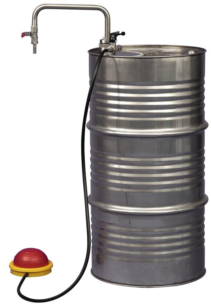 Lösemittel-Balgpumpe, Handbetrieb, Auslaufbogen, Förderleistung ca. 10 l/min, Eintauchtiefe 600 mm